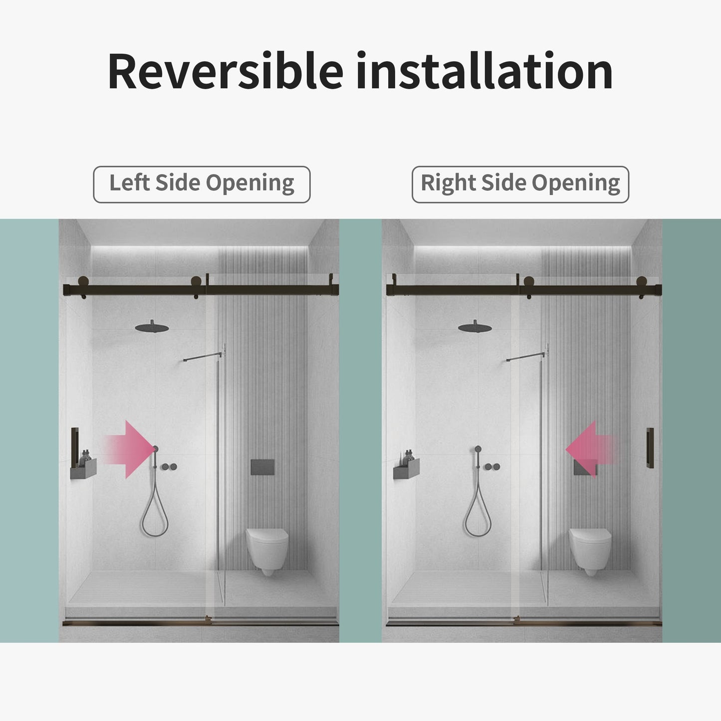 56-60" W x 76" H Frameless Single Sliding Soft-Close Shower Door