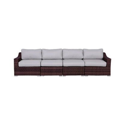 Contemporary Outdoor Rattan Wicker Sectional Seating Group With Cushions