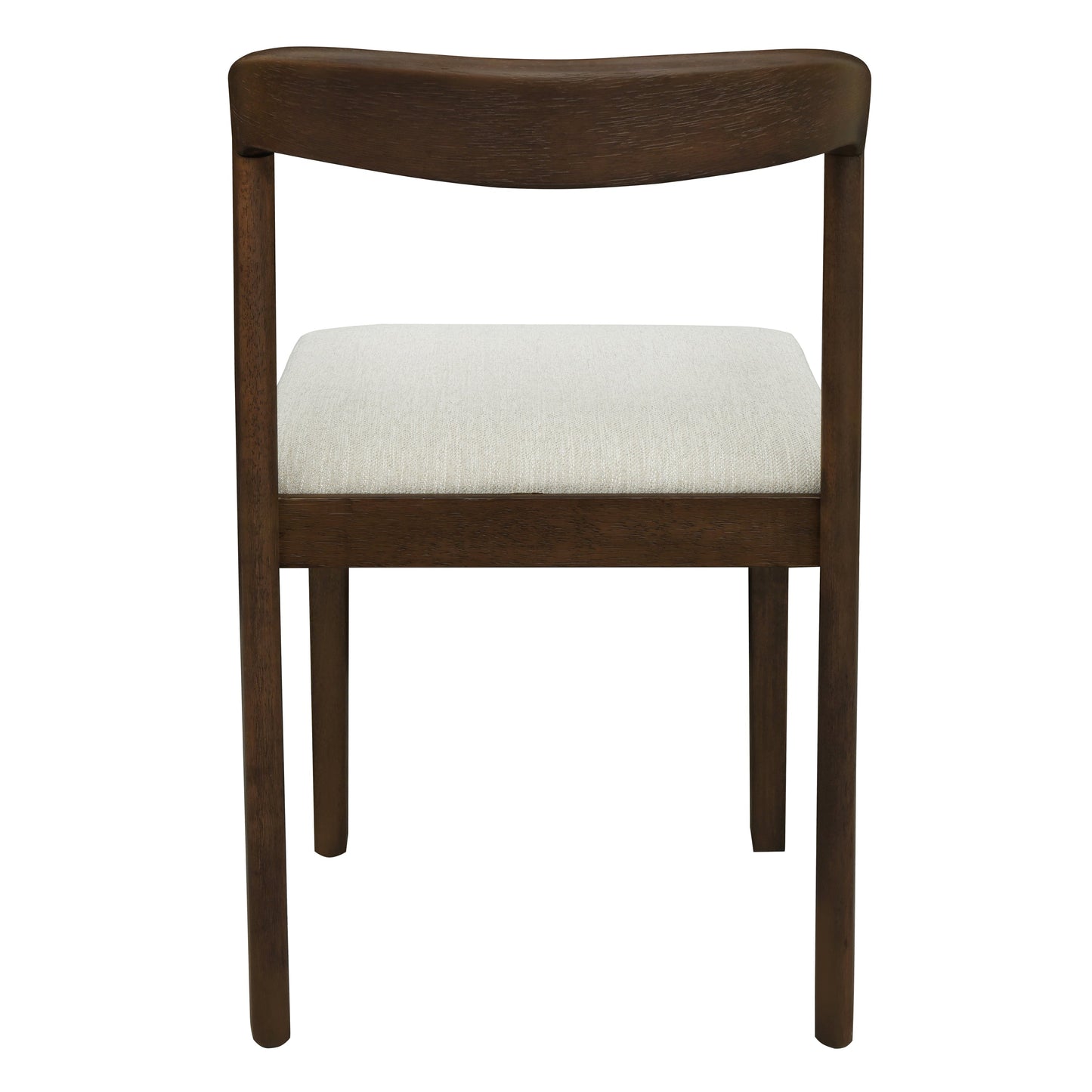 Solid Rubber Wood Dining Chairs (Walnut + Beige) Set of 2
