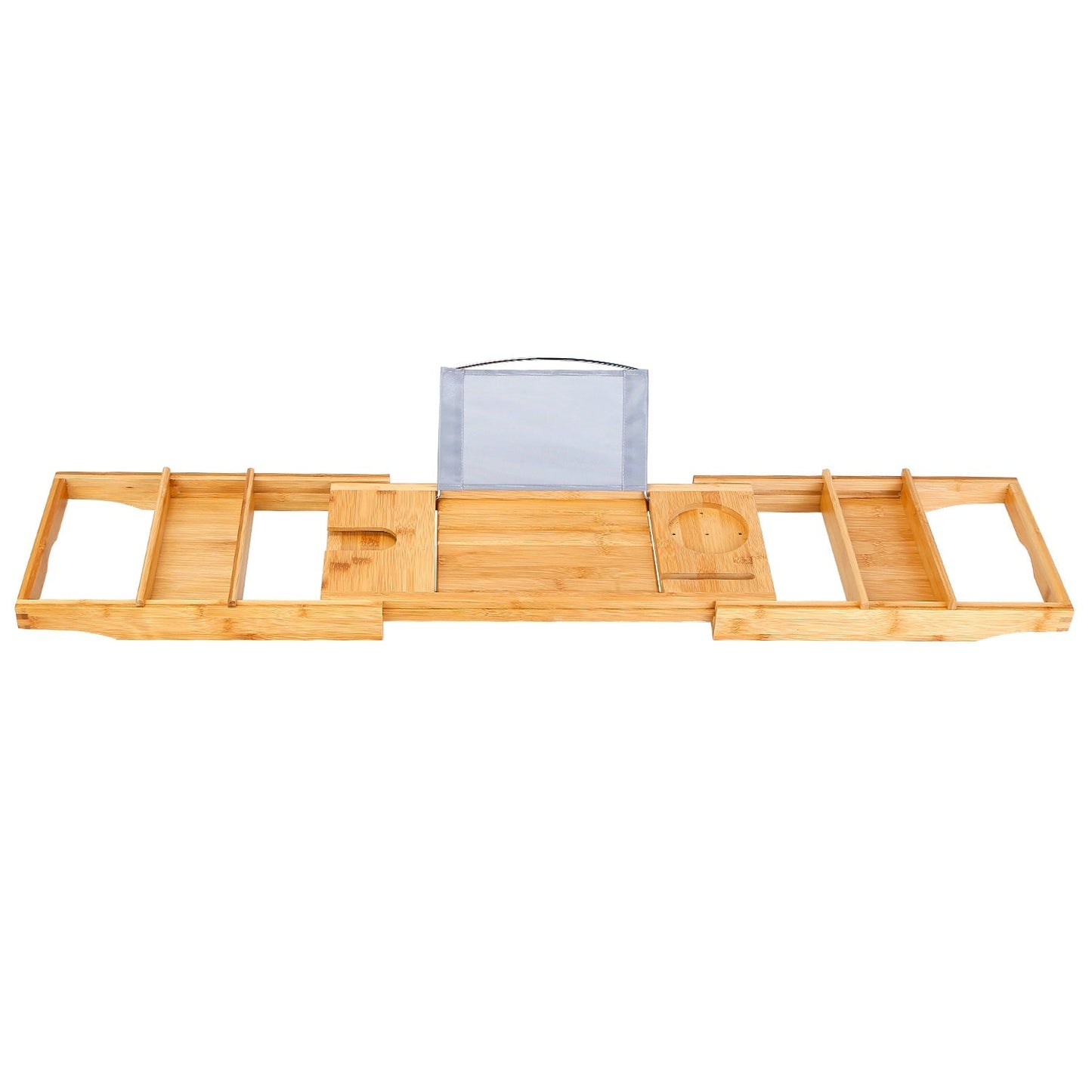 Bathtub Caddy Tray Crafted Bamboo Bath Tray Table Extendable Reading Rack Tablet Phone Holder Wine Glass Holder Shelf Desk Bathroom Spa