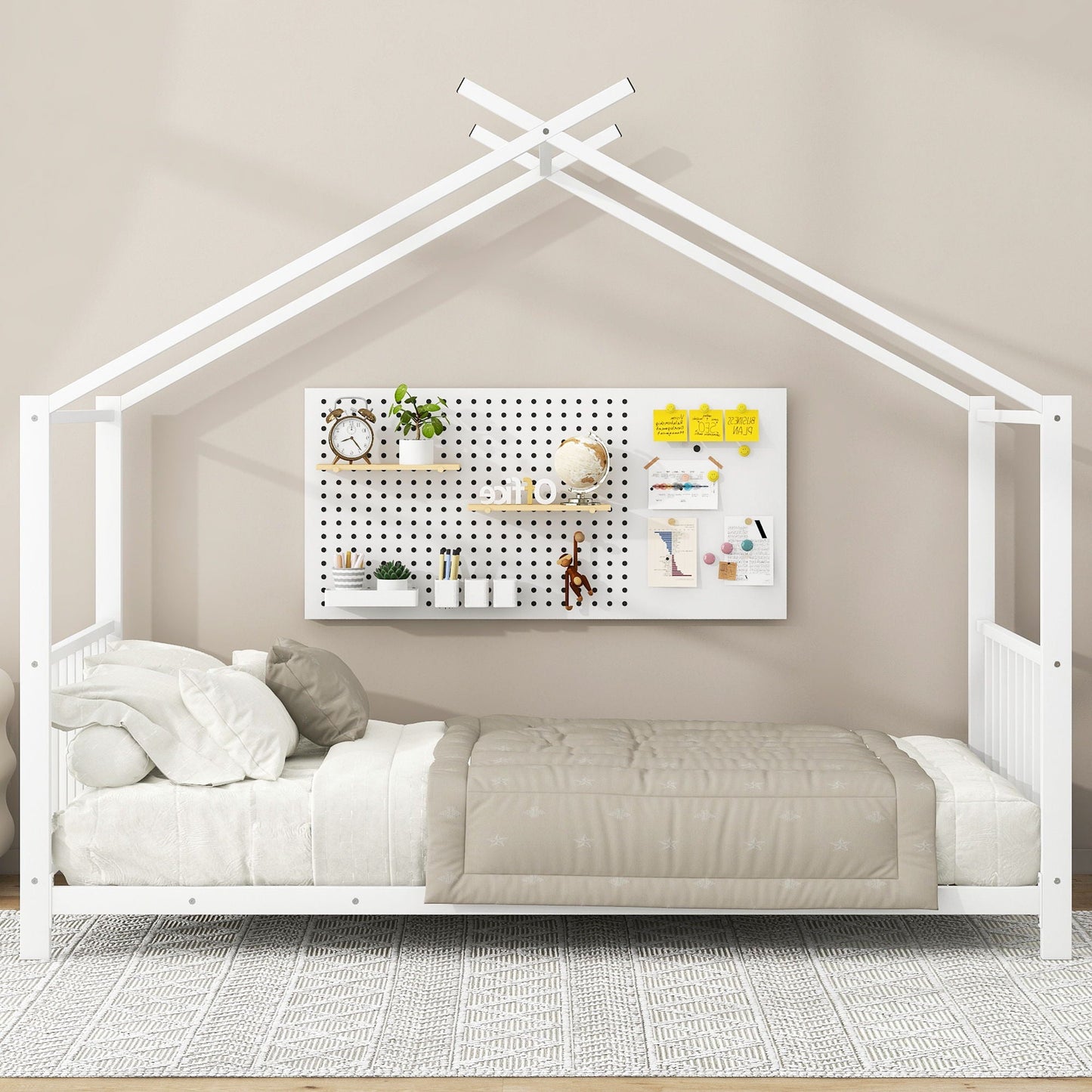 Metal House Platform Bed With Modern Design And Durable Frame