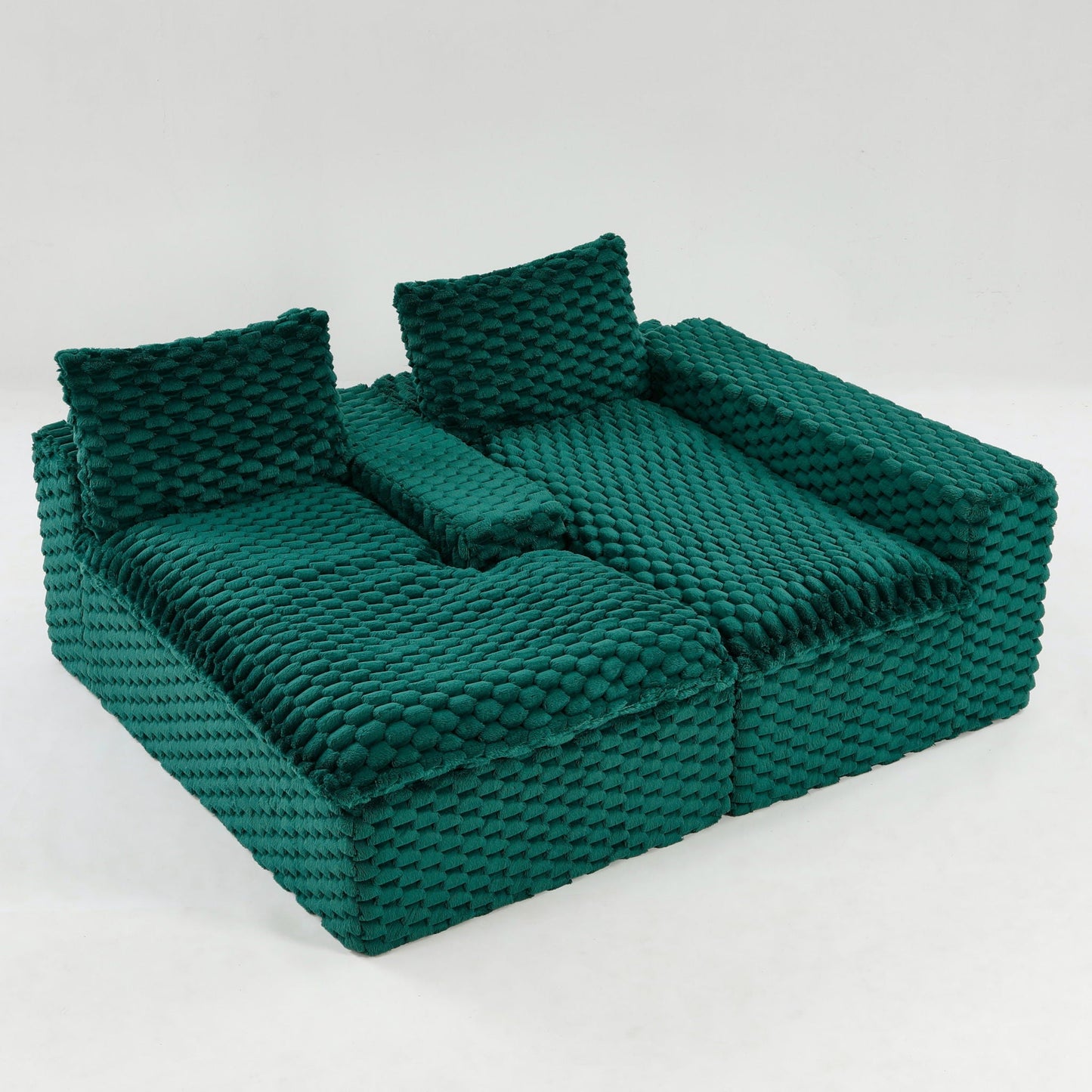 Modular Sofa, Convertible Twin Seat With Chaise Lounge