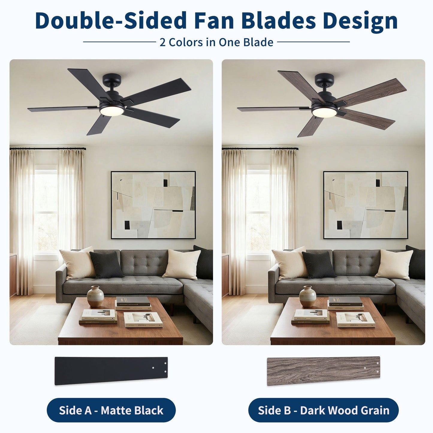 Reversible Motor Integrated LED Dimmable Ceiling Fan With Light