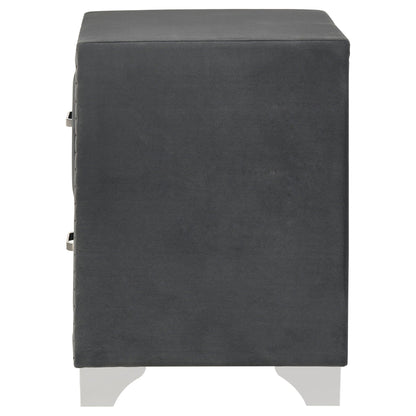Melody Upholstered 2-drawer Nightstand Grey