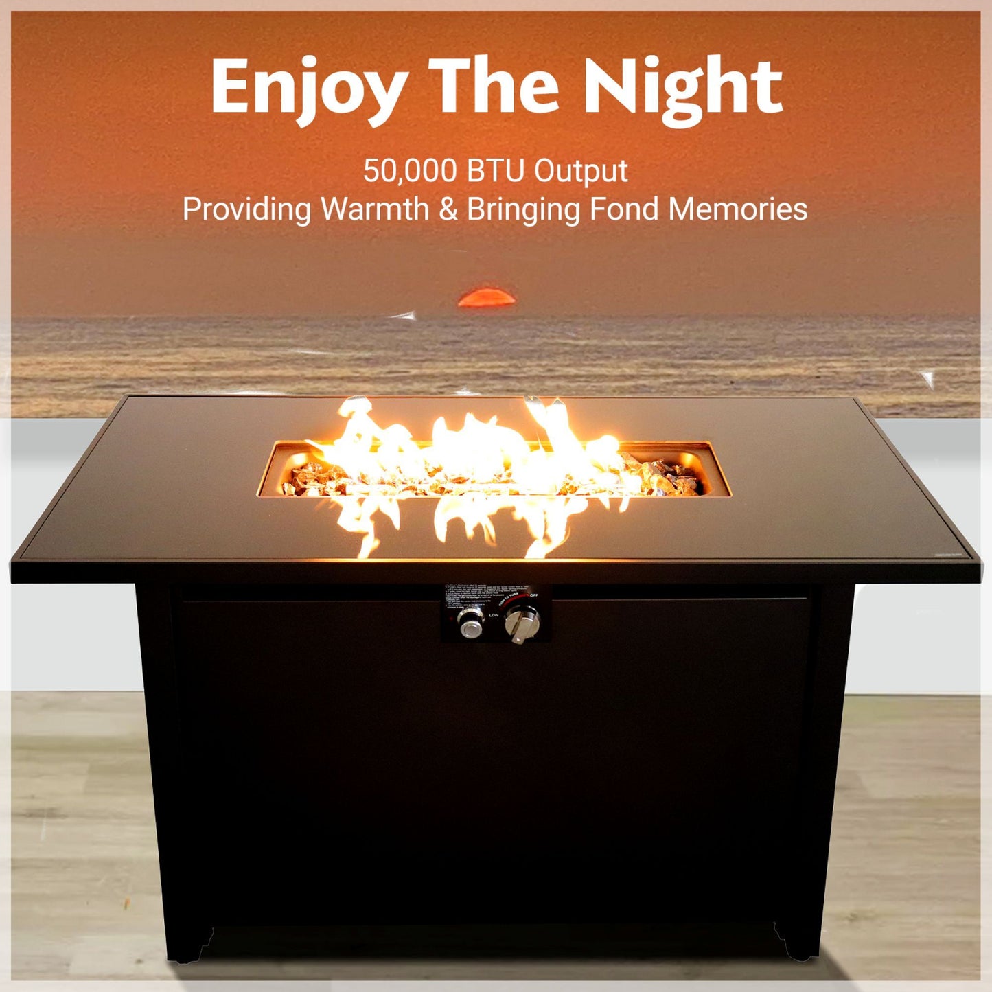 Outdoor Fire Pit Table With Lid - Black - Steel