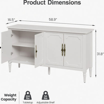 Vintage Buffet Cabinet With Adjustable Shelves