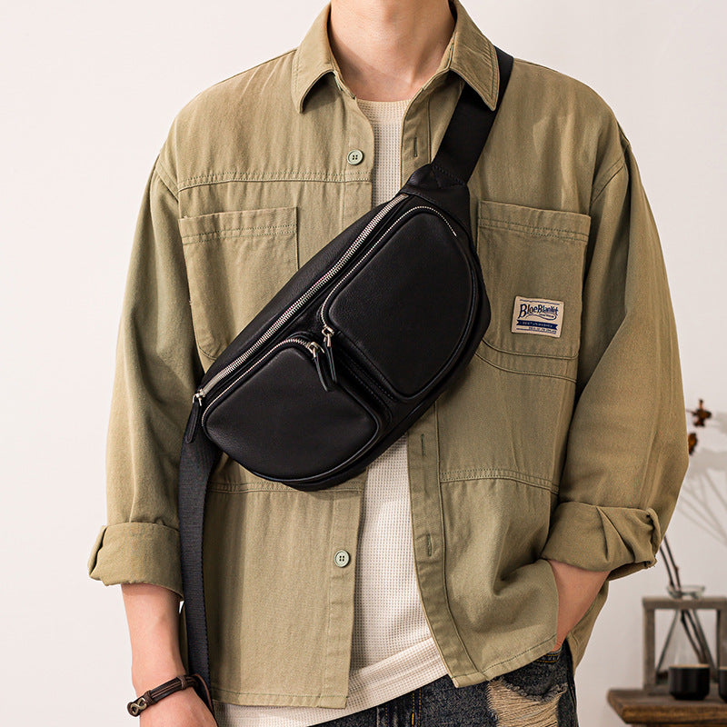 Leather Crossbody Bag Motorcycle Bag Sports Mens Bag
