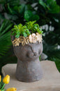 8.5x7.7x12.4" Magnesium Cat Statue Planter with Textured Finish