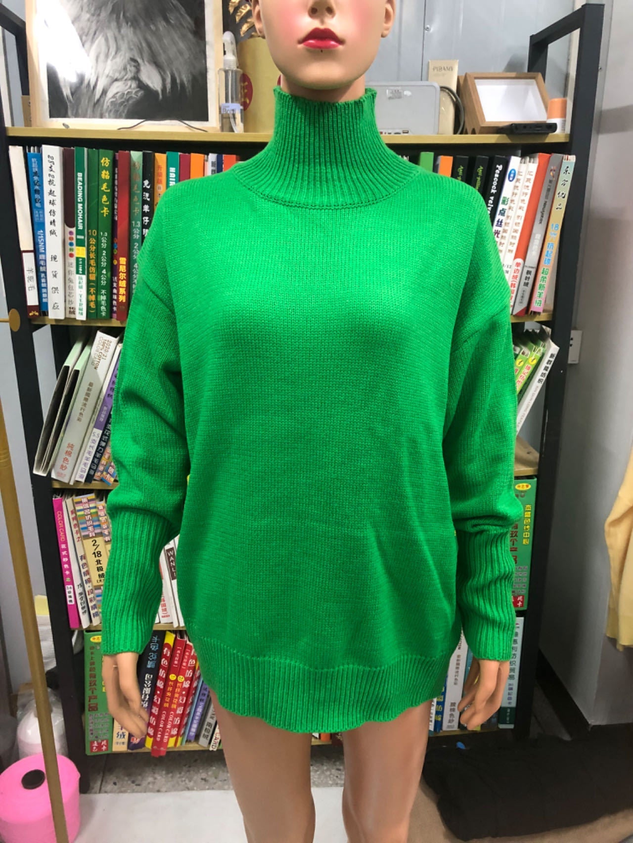 Vibrant Pink Oversized Turtleneck Knit Sweater | Women's Fuchsia High-Neck Party Pullover