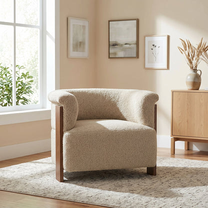 31.7" Mid-Century Curved Barrel Accent Chair