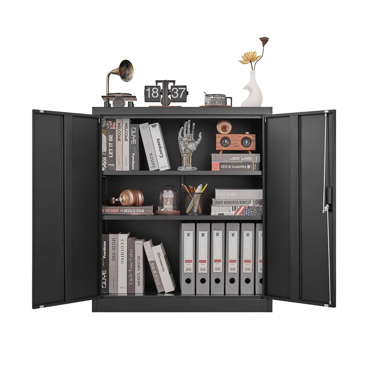Metal Storage Cabinet With Locking Doors And Adjustable Shelf, Folding Filing Storage Cabinet, Folding Storage Locker Cabinet For Home Office, School, Garage