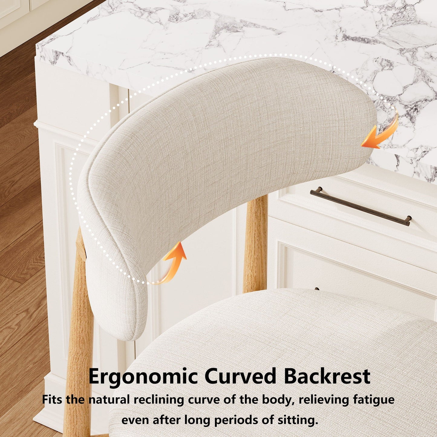 Upholstered Counter Height Bar Stools For Kitchen Island (Set of 2) - Beige