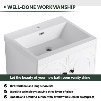 Contemporary Freestanding Bathroom Vanity With Resin Sink & Soft-Close Cabinet Doors