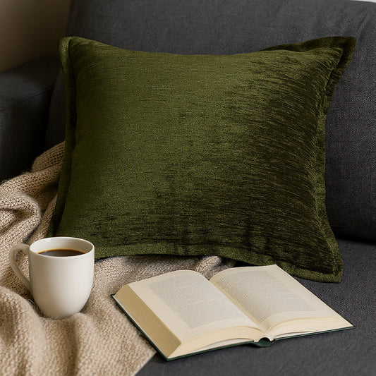 Velvet Throw Pillow – Deep Forest Green with Luxe Shine & Rich Texture