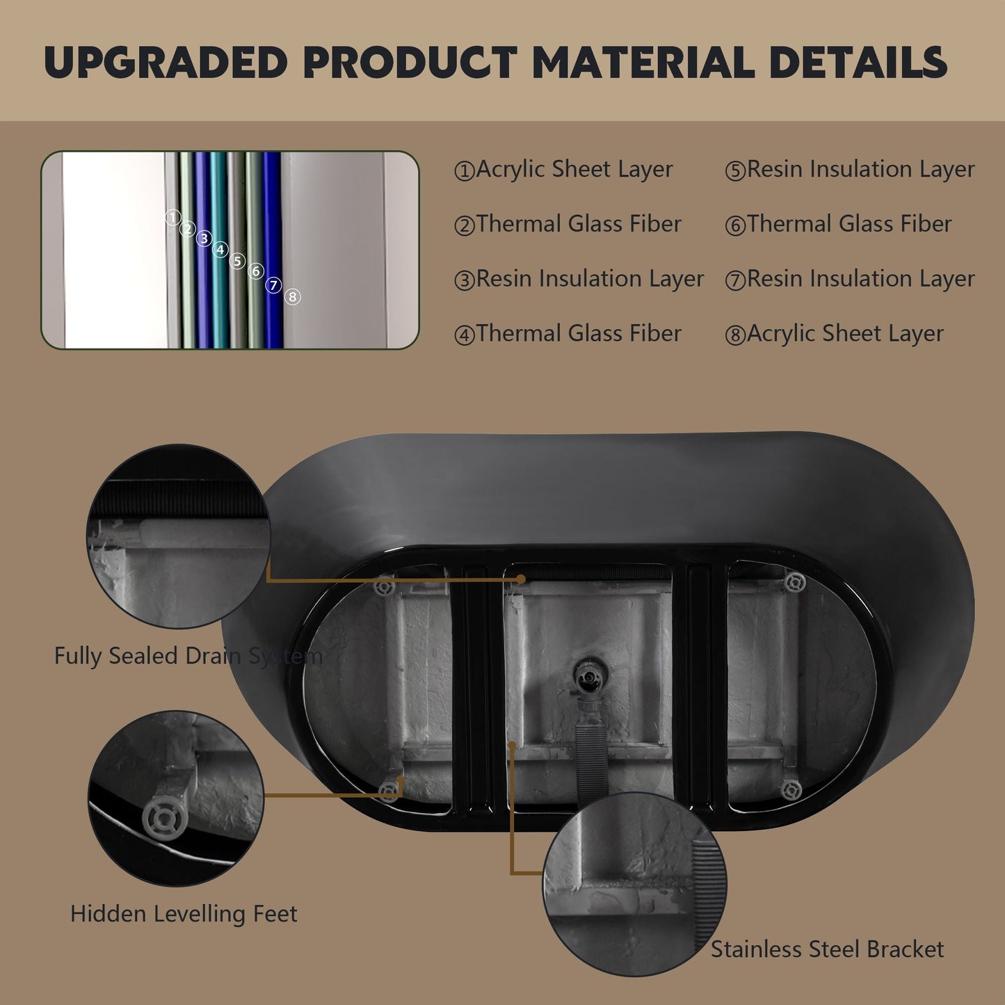 Glossy Freestanding Bathtub With Toe Tap Drain