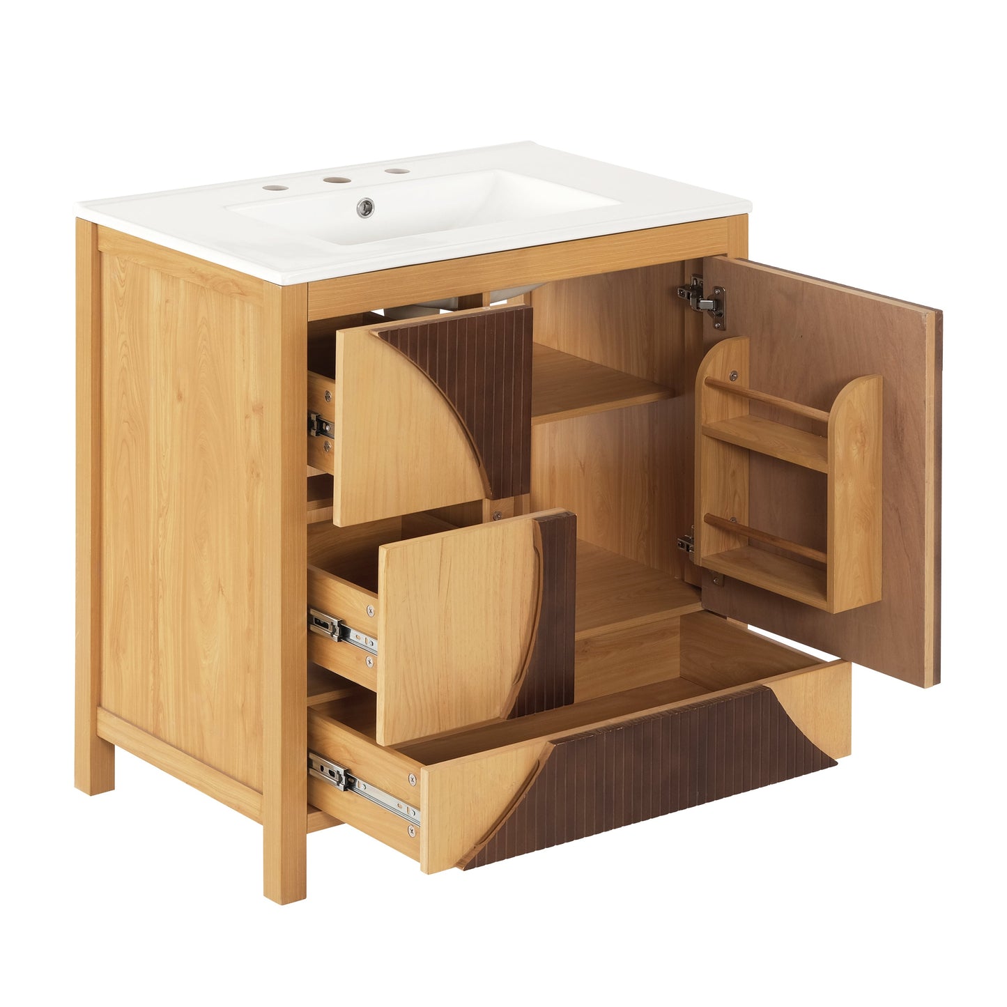 30 Inch Mid-Century Modern Bathroom Vanity with Sink