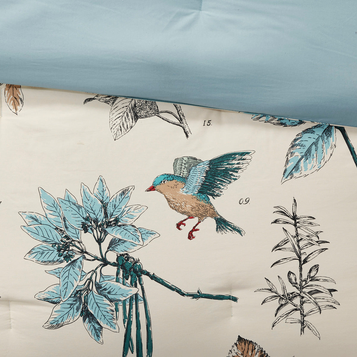 7 Piece Printed Cotton Twill Comforter Set Khaki Cal King