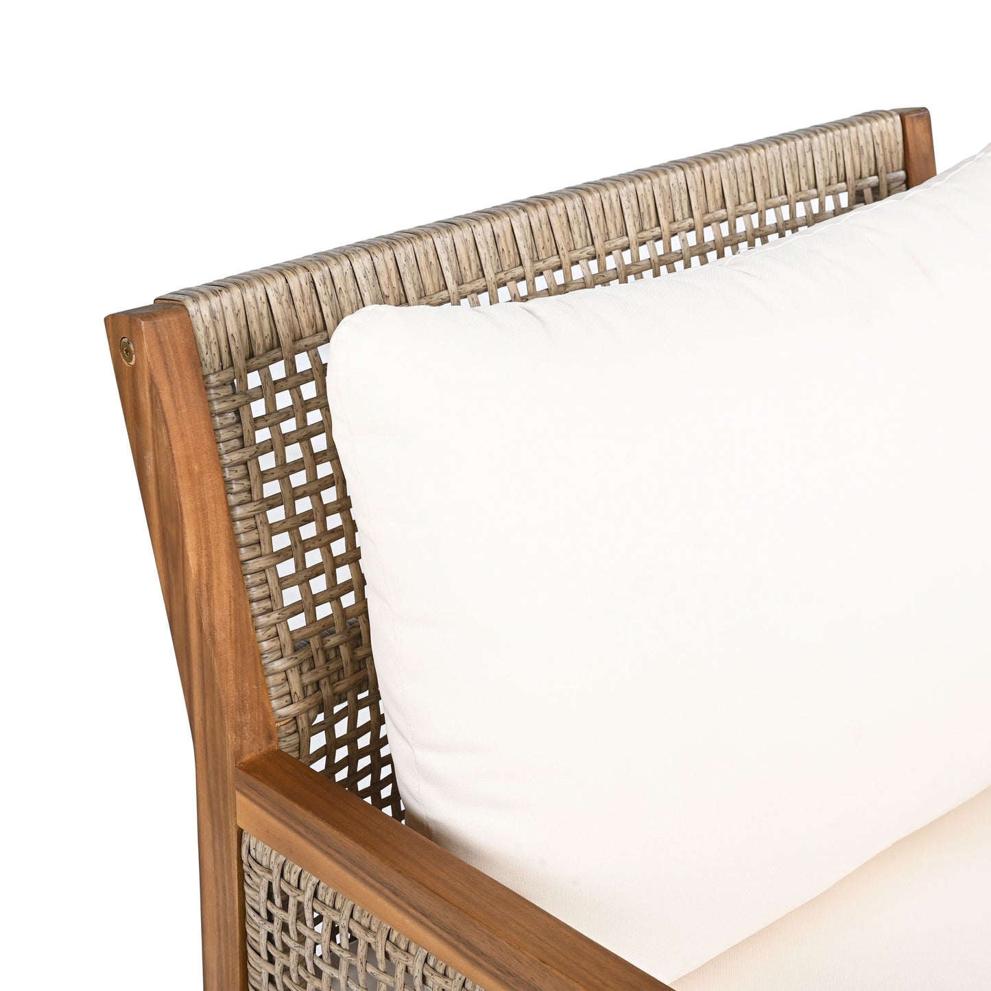 Acacia Wood Patio Furniture Club Chair, Outdoor Wicker Armchair