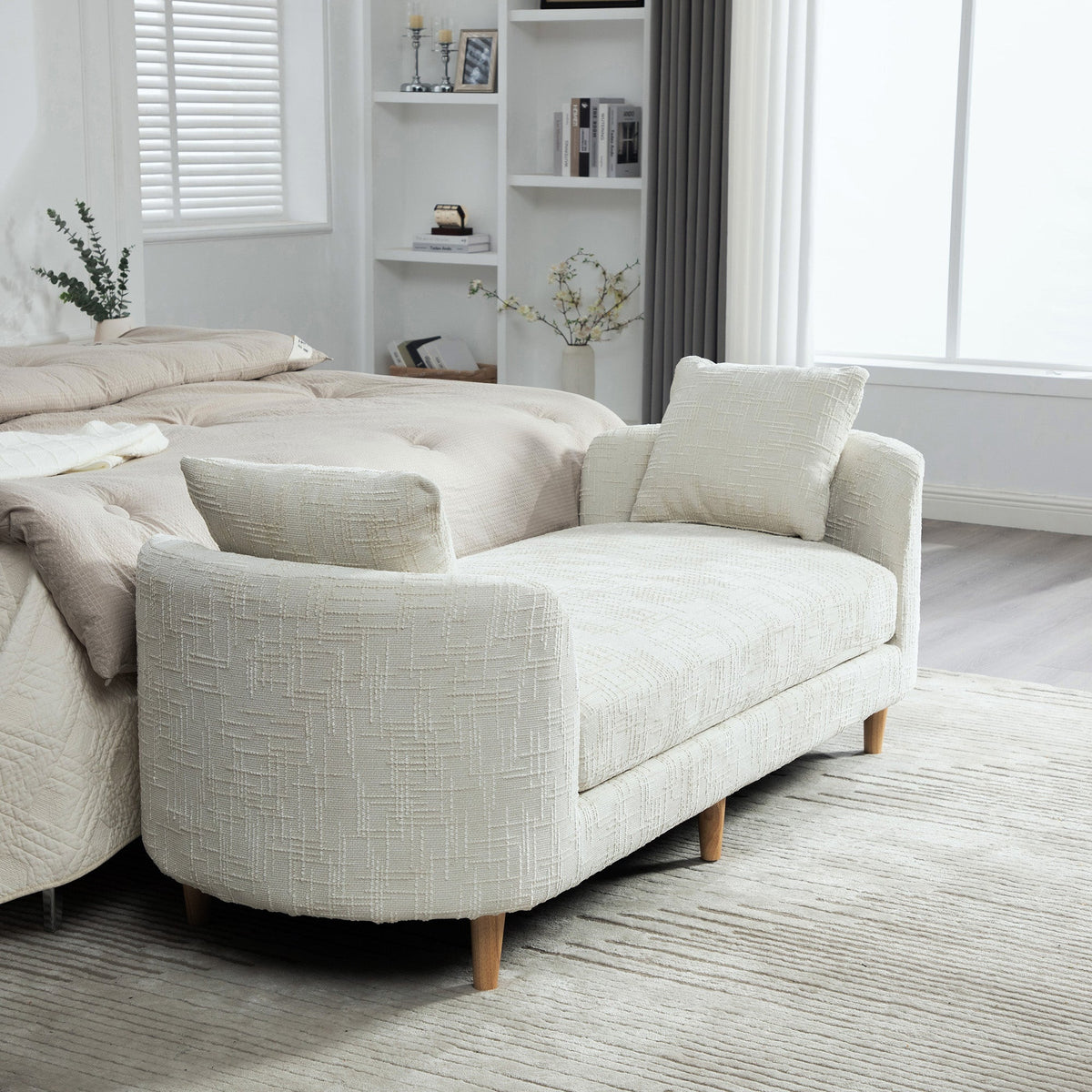 77.17" Wide Modern Upholstered End of Bed Bench