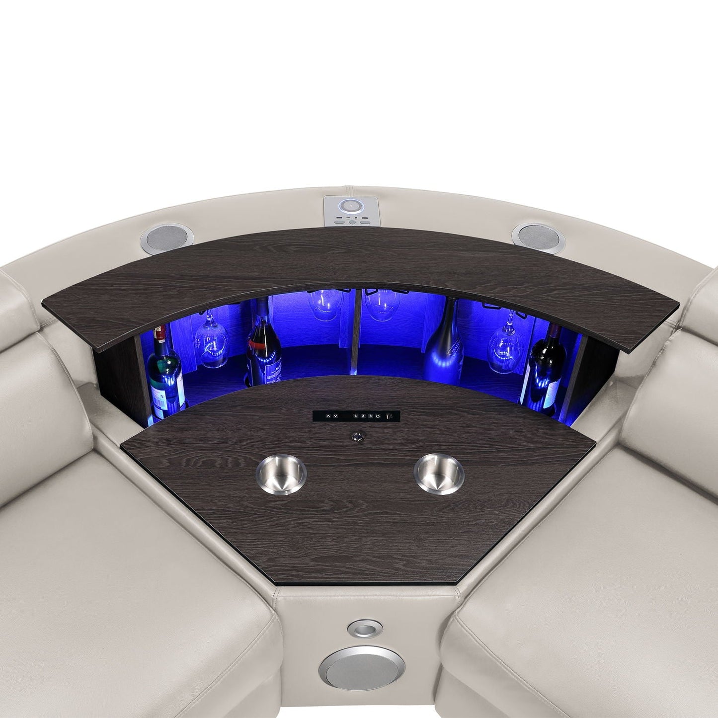 Nova - Sectional With Bluetooth Speaker, LED And Lifting Wine Cabinet
