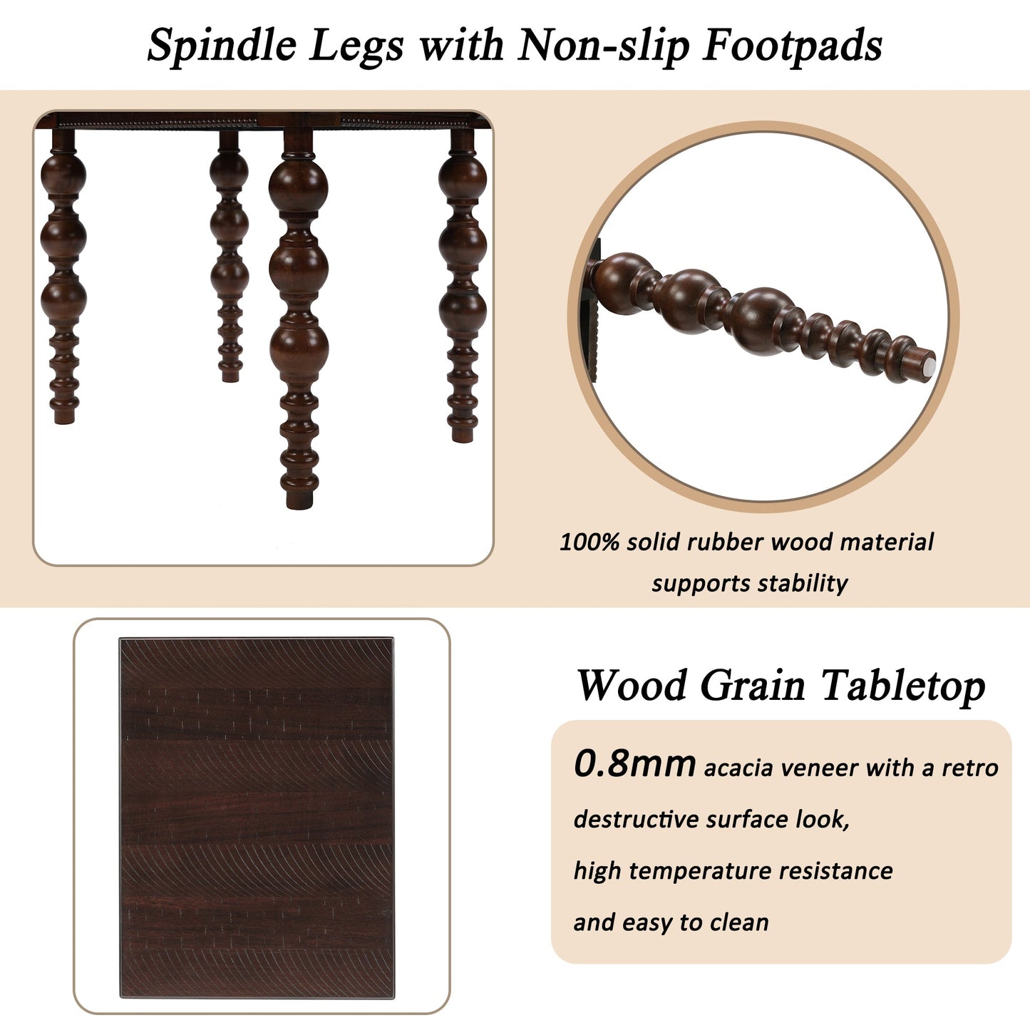 Solid Wood End Table with Drawer in Espresso Finish