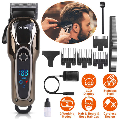 Rechargeable Electric Hair Clipper Cordless Clipper Hair Trimmer Shaver Barber Clipper Hair Cutting Machine