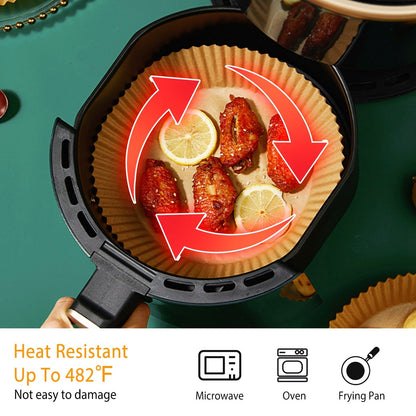 50Pcs Disposable Air Fryer Paper Liner Waterproof Non-Stick Oil-proof Parchment Paper Cooking Baking Paper  6.29in