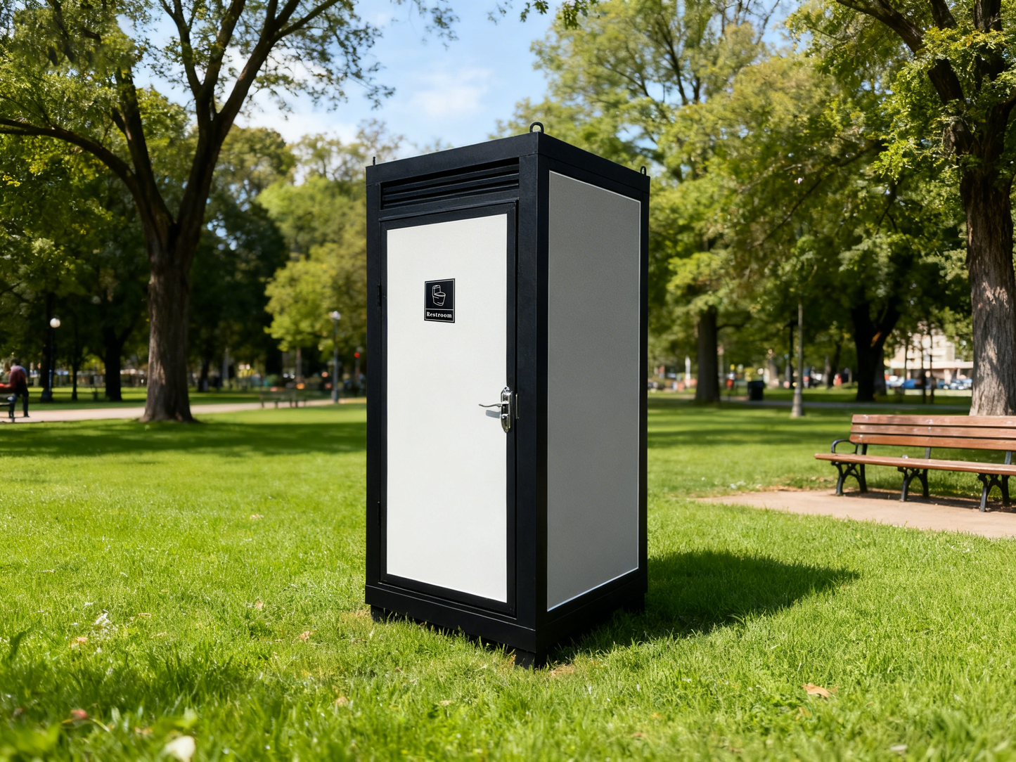Person Portable Toilet Cabin – Outdoor Restroom with Light, Sink & Vent Fan