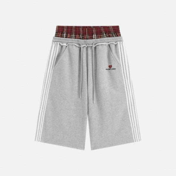 Retro Striped Embroidered Athletic Shorts