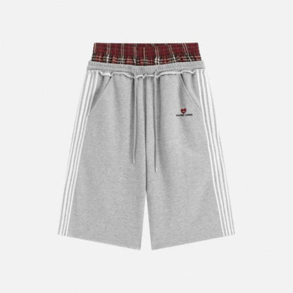 Retro Striped Embroidered Athletic Shorts