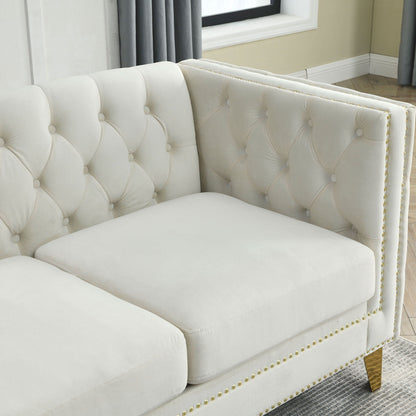 Upholstered Couch Sofa With Button Tufting For Living Room