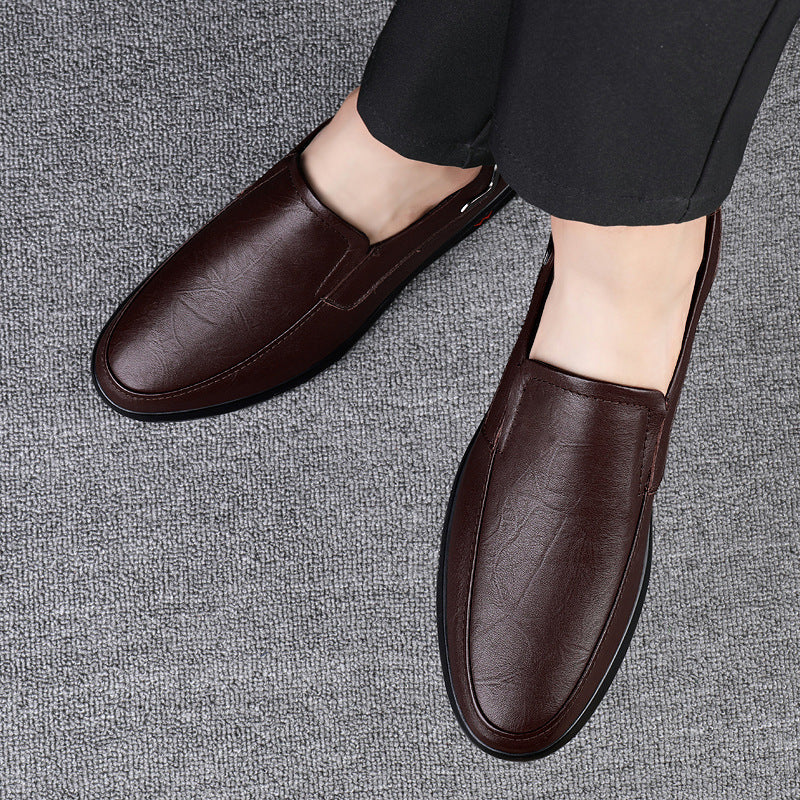 Large-size Mens Leather Shoes Trendy British Style
