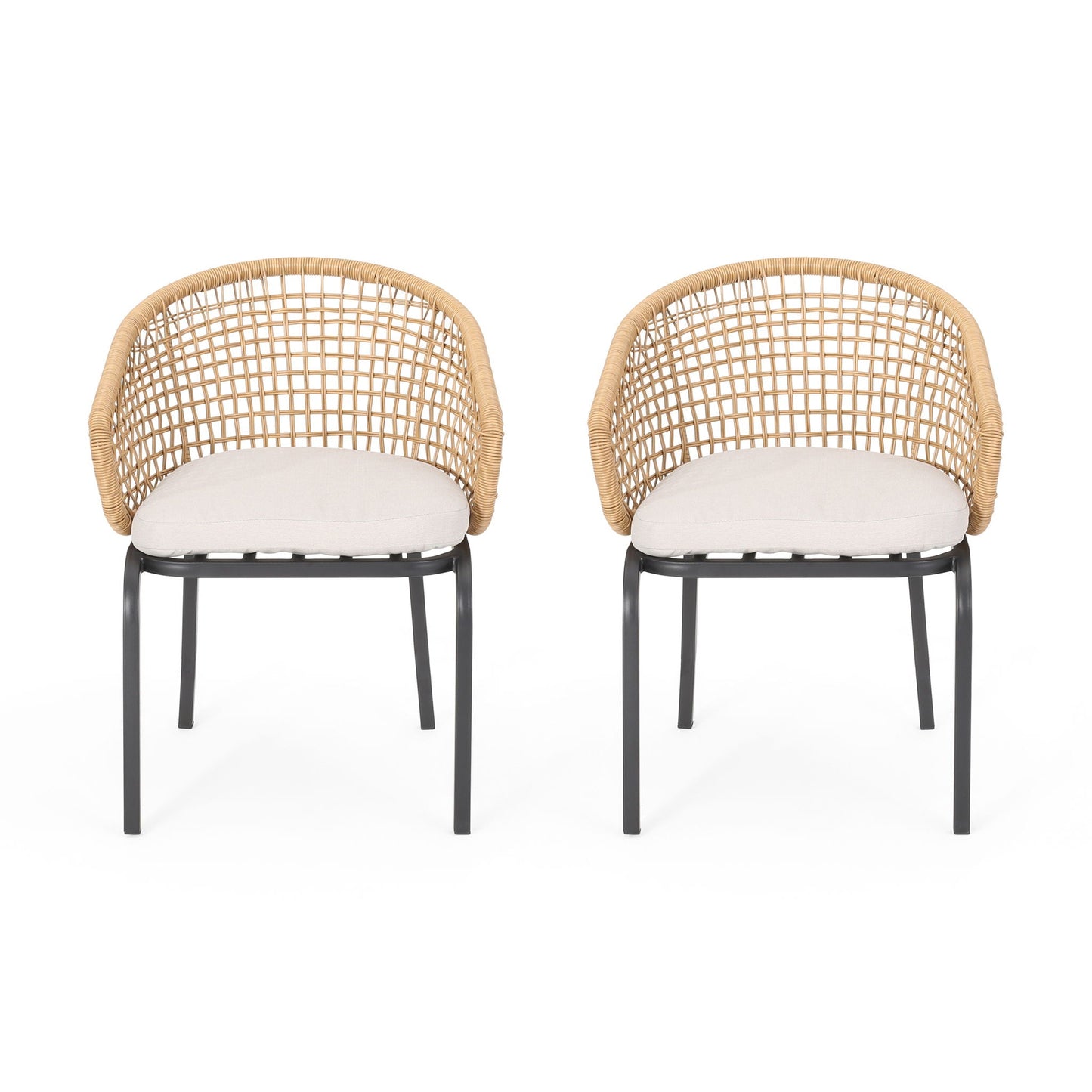 Outdoor Wicker Chair with Powder Coated Iron Legs
