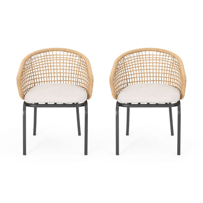 Outdoor Wicker Chair with Powder Coated Iron Legs