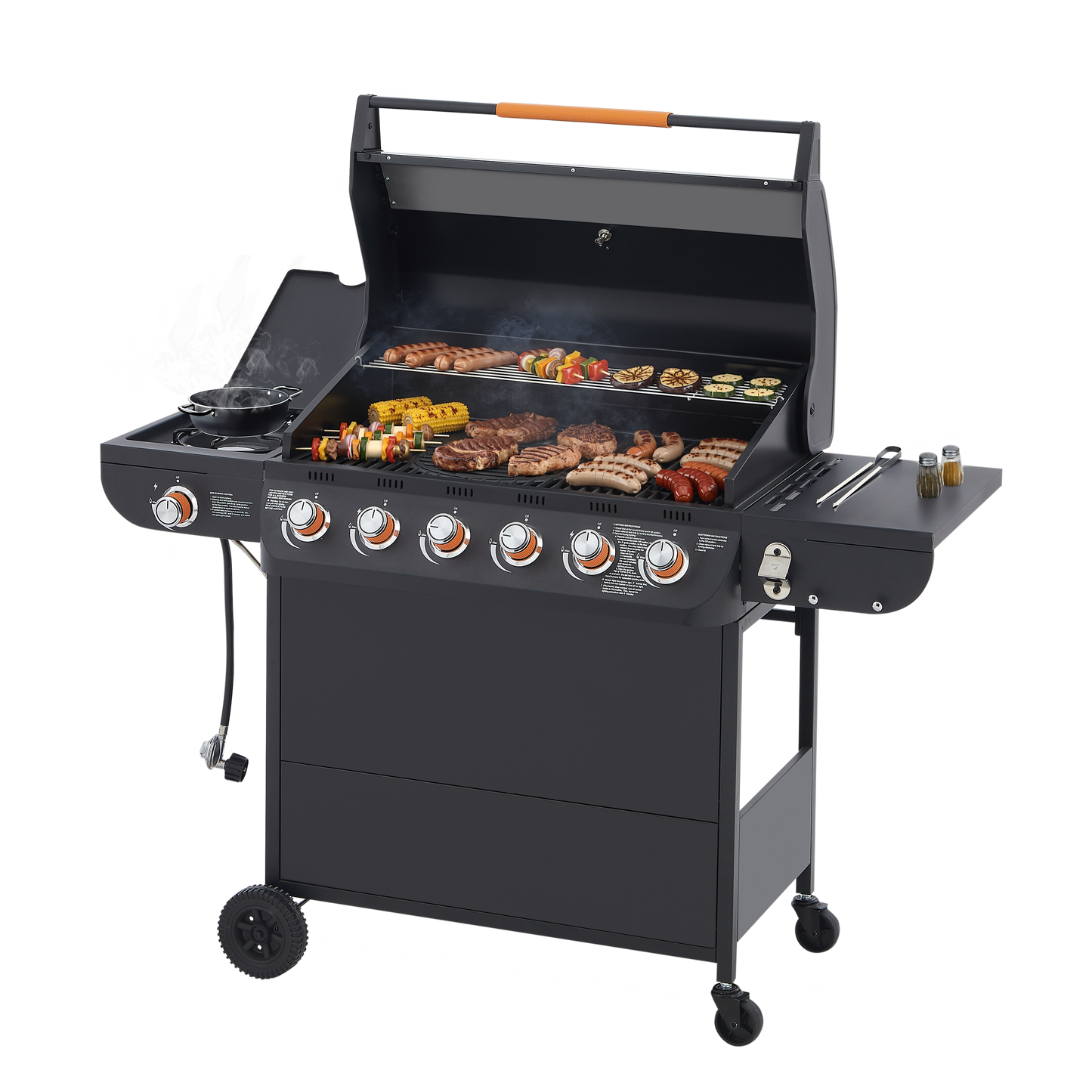 6 Burner BBQ Propane Gas Grill with Side Burner