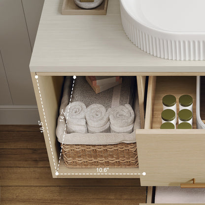 Modern 39.3 Wall-Mounted Bathroom Vanity with Ceramic Sink