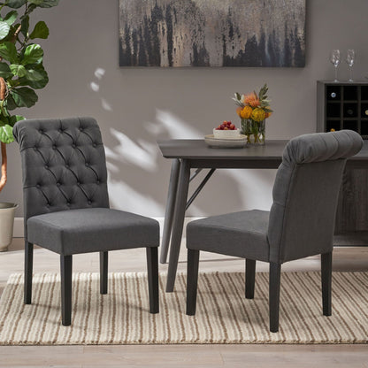 Broxton Tuft Dining Rolltop Chairs With Button Tufted Backrest (Set of 2)