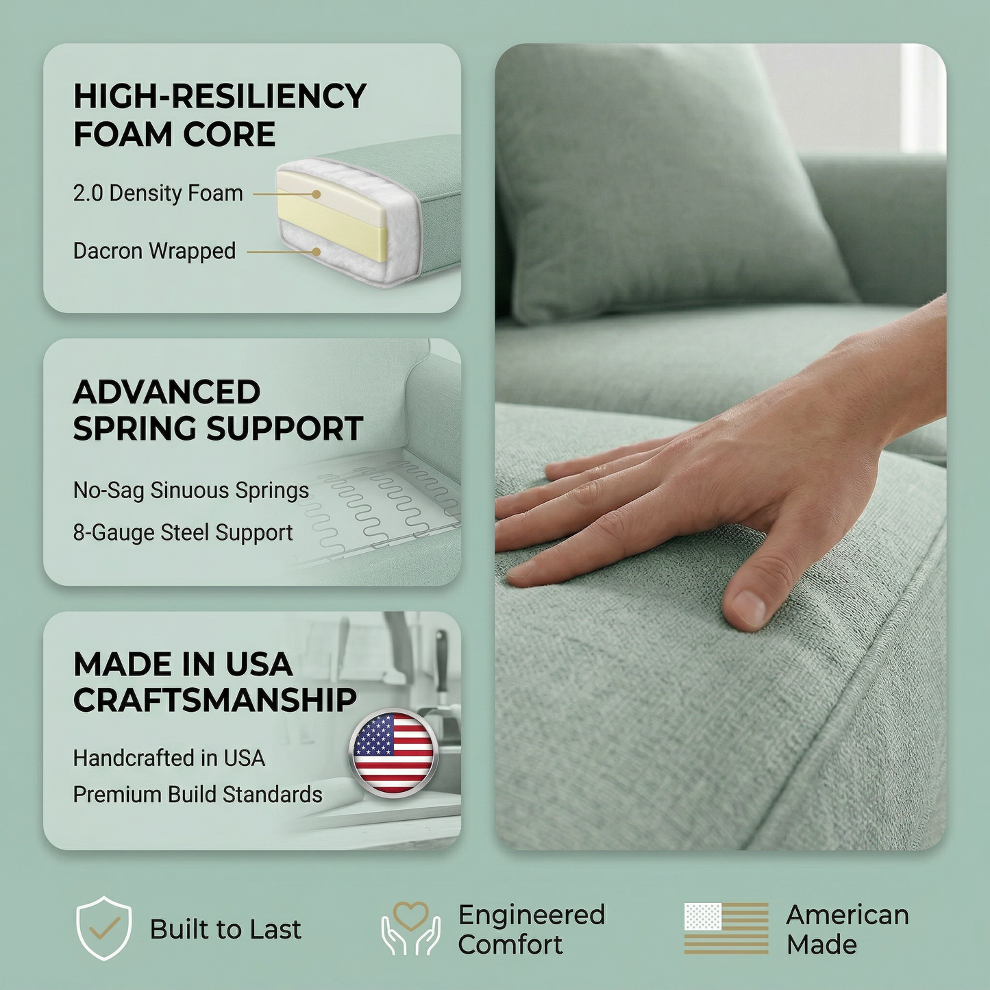 Irlanda Sofa – Made in USA, Custom Fabric Options
