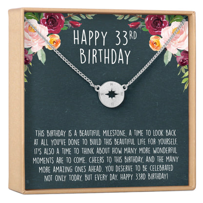 33rd Birthday Necklace, Multiple Styles