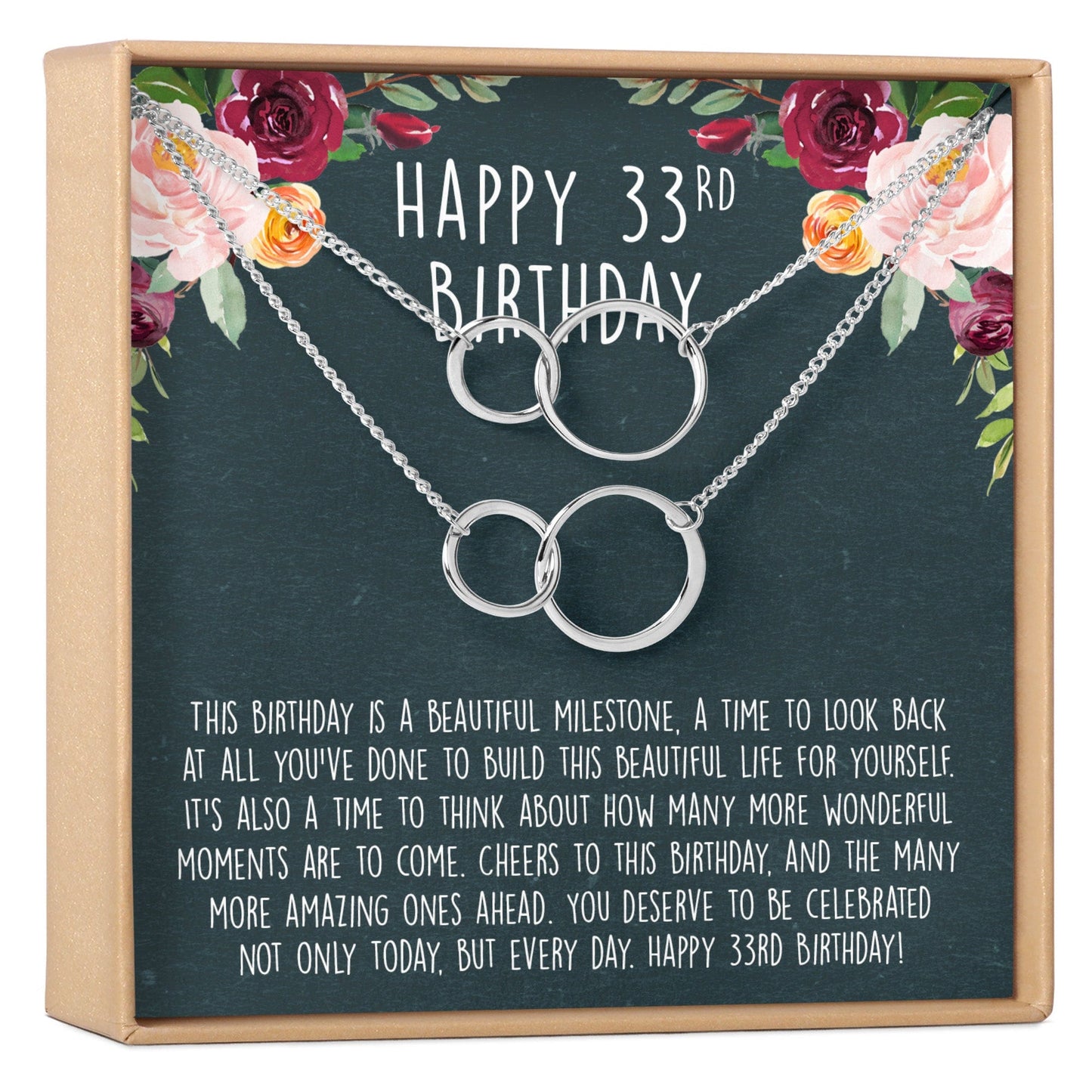 33rd Birthday Necklace, Multiple Styles