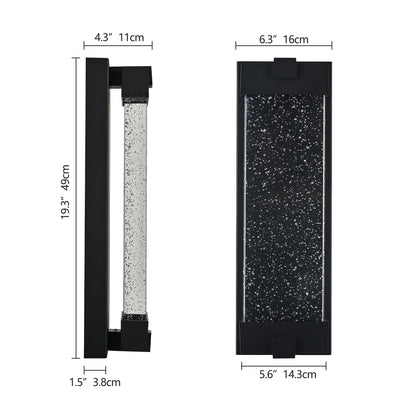 Black Aluminum Outdoor Wall Light with Bubble Crystal - Black