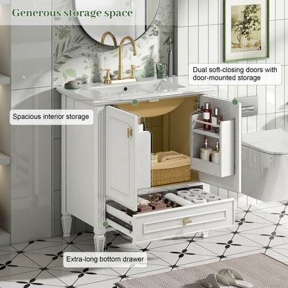 Freestanding Vanity With 1 Drawer & 2 Soft Close Doors With Door Mounted Storage