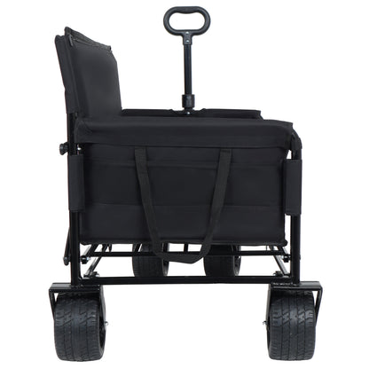 3-in-1 Convertible Folding Wagon Cart with Bench Seat & Storage