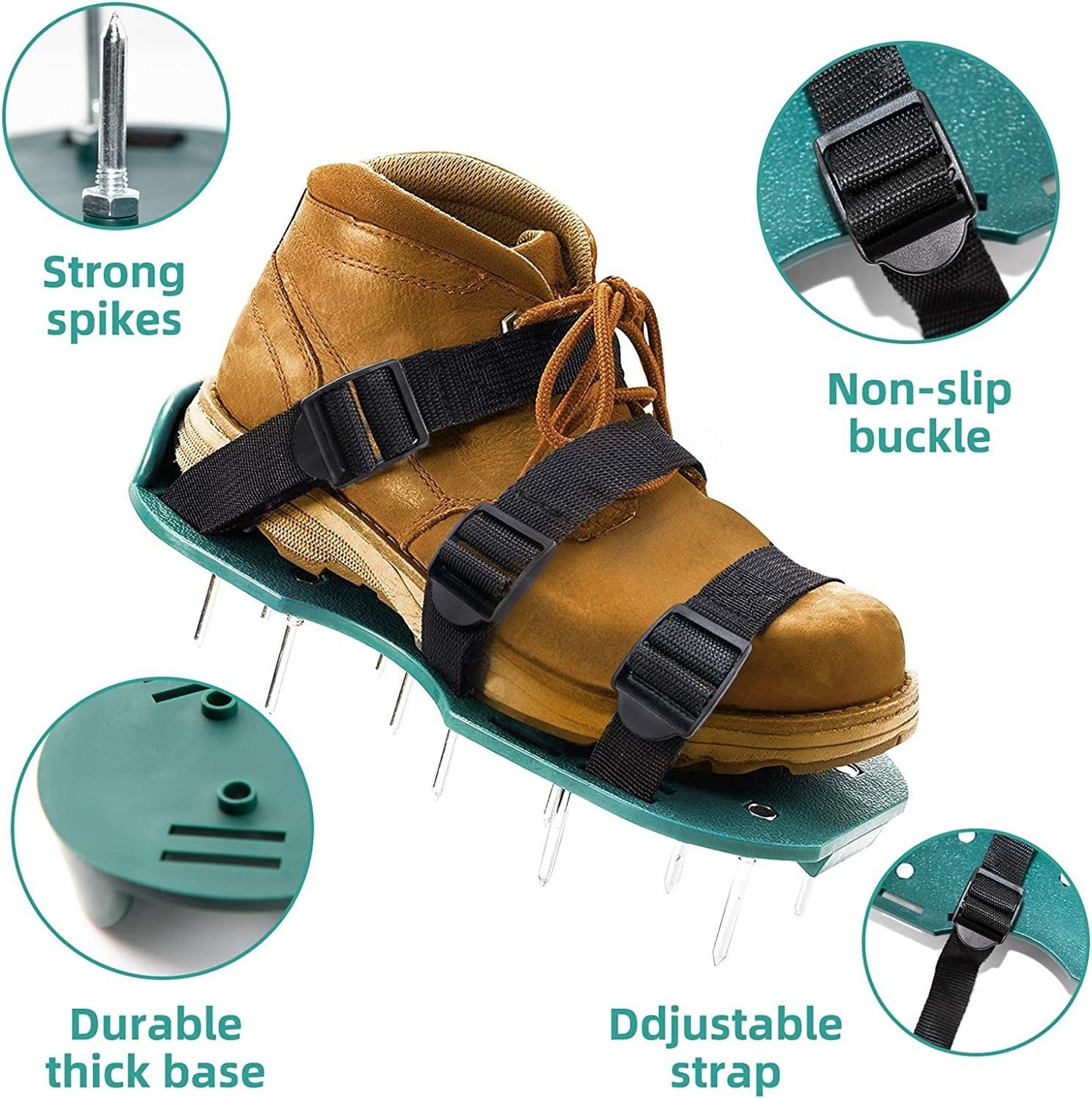 Lawn Aerator Shoes with Metal Spikes for Soil Aeration – One-Size-Fits-All Pre-Assembled Grass Aerator Sandals