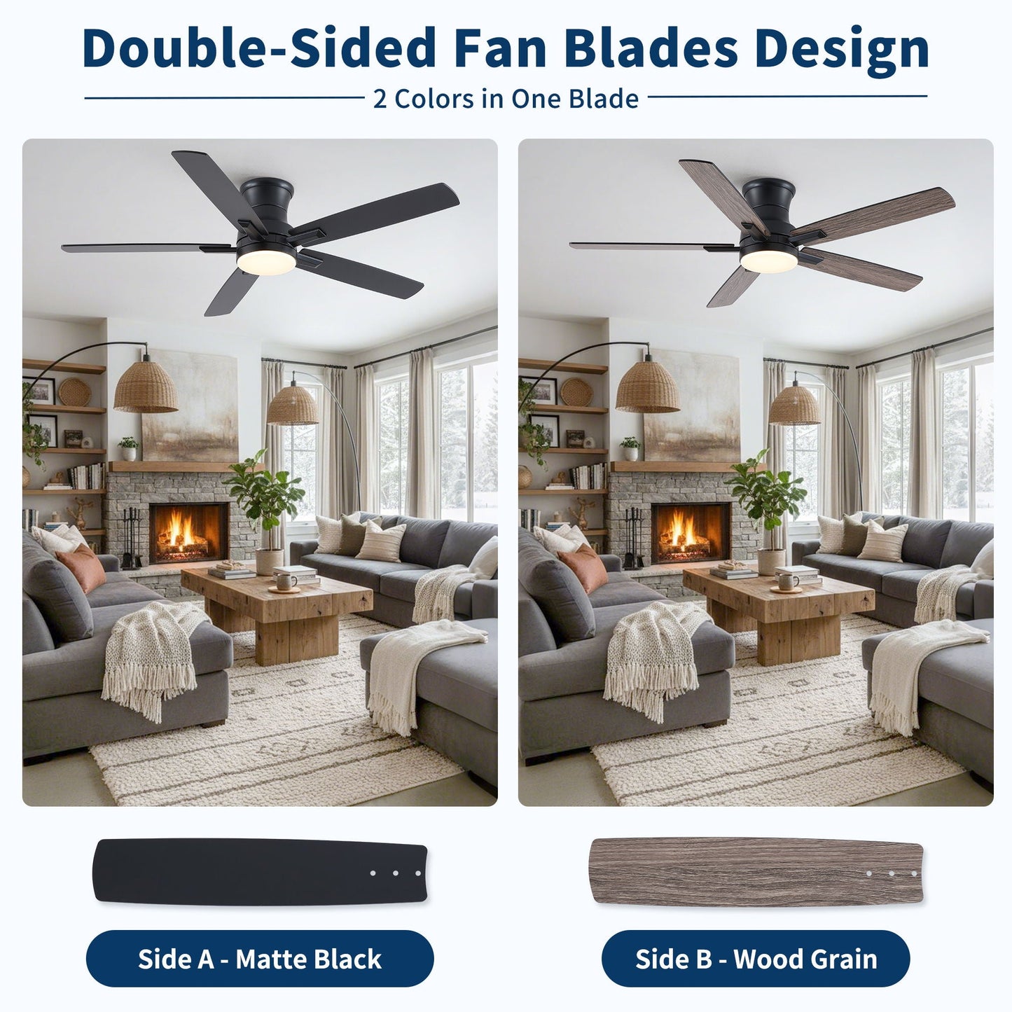 Mordern Flush Mount Ceiling Fan With Light And Remote Control