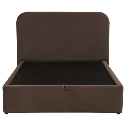 Anders Upholstered Full Storage Lift Platform Bed Chocolate