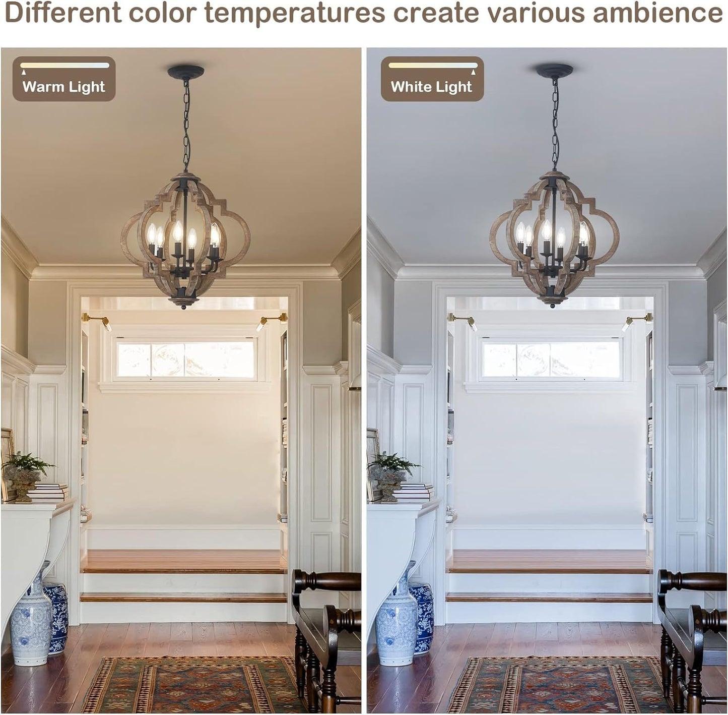 Farmhouse Chandeliers for Dining Room, 6-Light Rustic Light Fixture