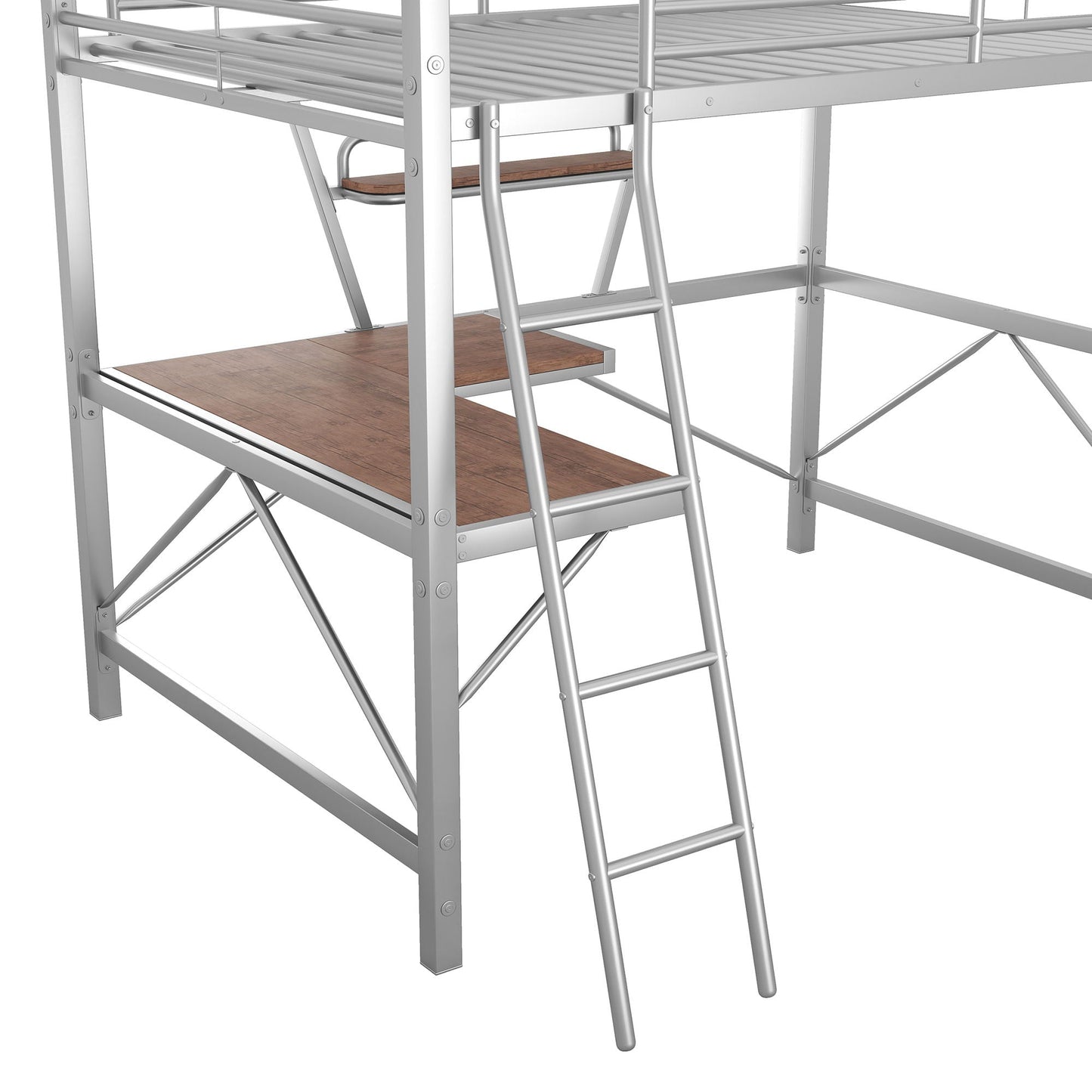 Loft Bed With Desk And Shelf, Modern Design
