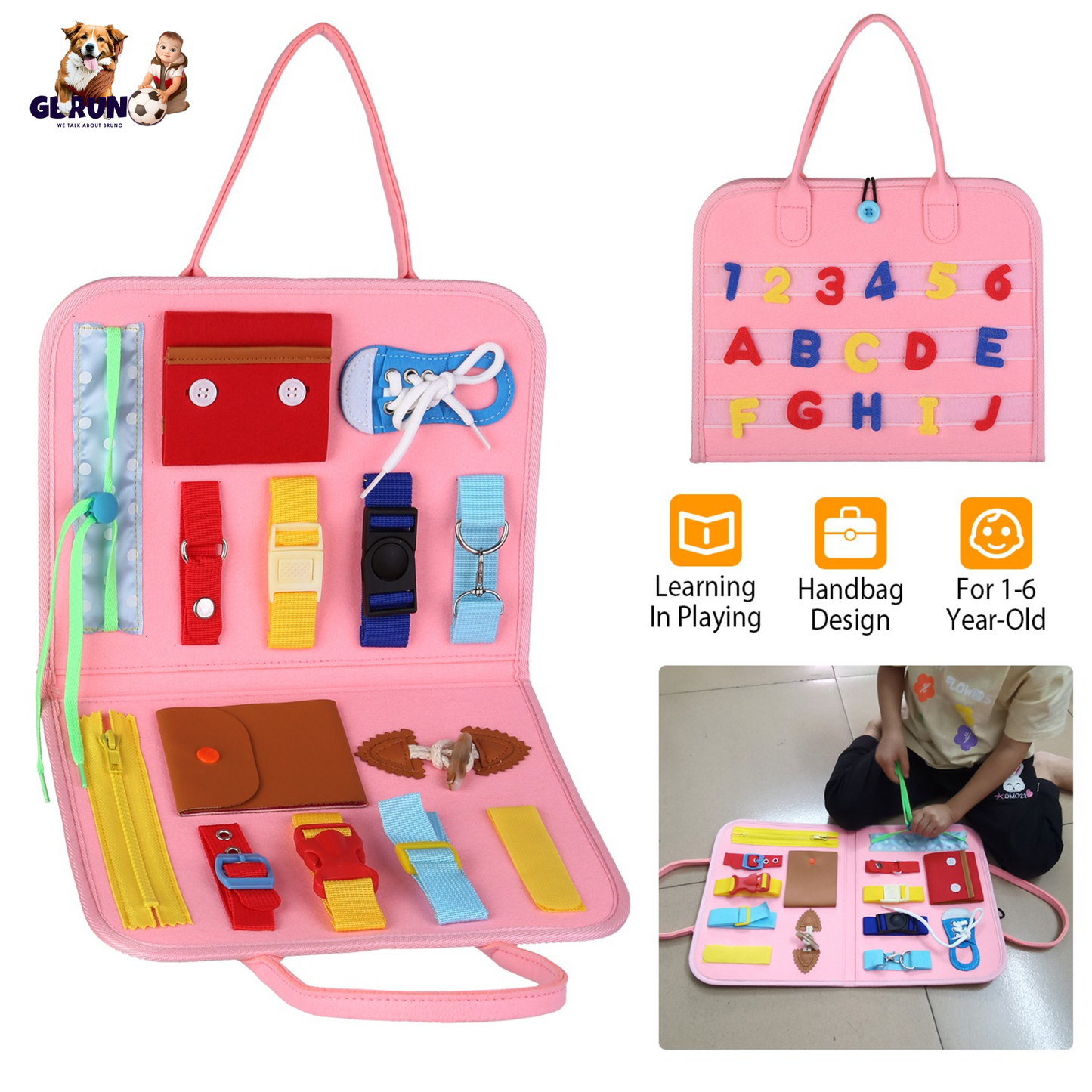 Kids Busy Board Sensory Activity Board Preschool Learning Toys Montessori Educational Gift for 1-6 Years Old Baby Toddler Girls Boys