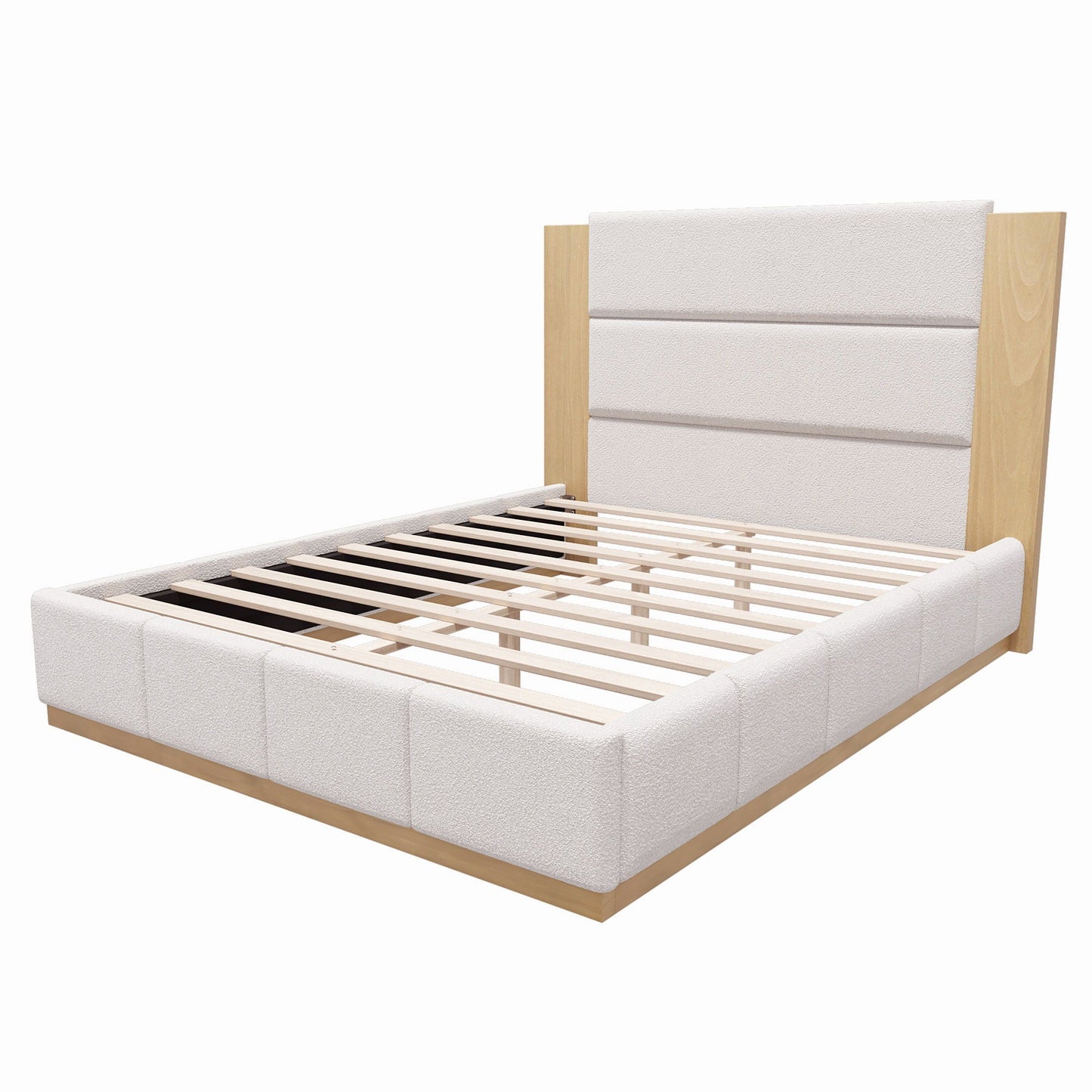 Modern Upholstered Platform Bed With Extended Headboard